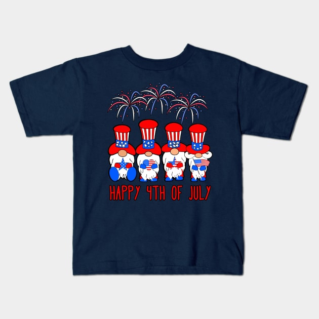 Patriotic Gnomes America Happy 4th of July Kids T-Shirt by Kdeal12